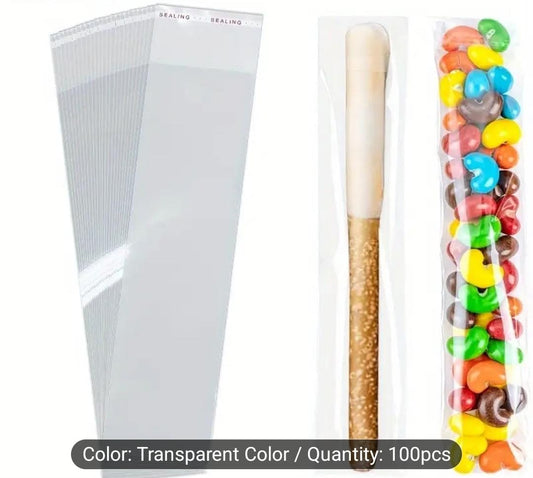 100pcs Clear Cellophane Sweet Bags (5.08 x 20cm)