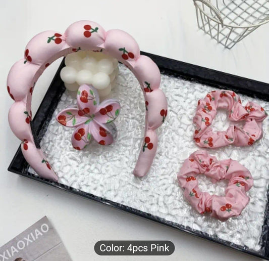 4pc Cute Cherry Hair Set โ Sweet Style, Big Value