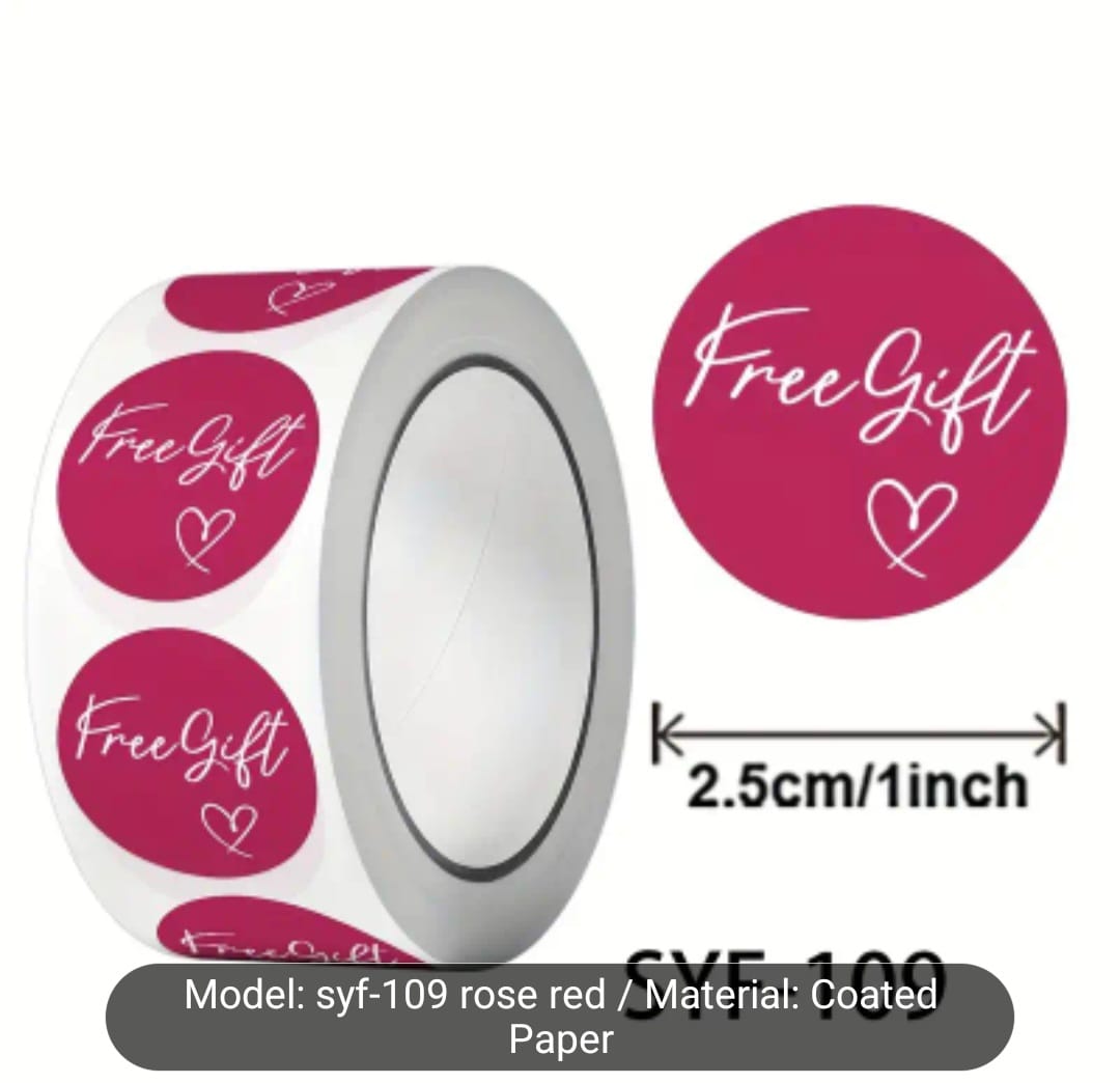 500pc “Free Gift” Stickers – 2.5cm Round & Self-Adhesive