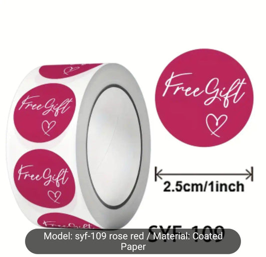 500pc “Free Gift” Stickers – 2.5cm Round & Self-Adhesive