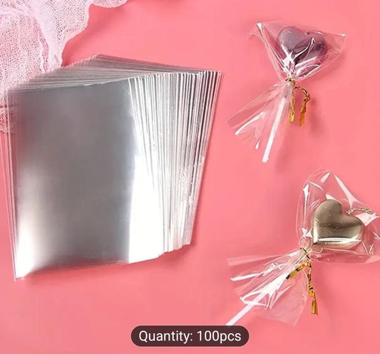 100pcs Clear Cellophane Lollipop Bags