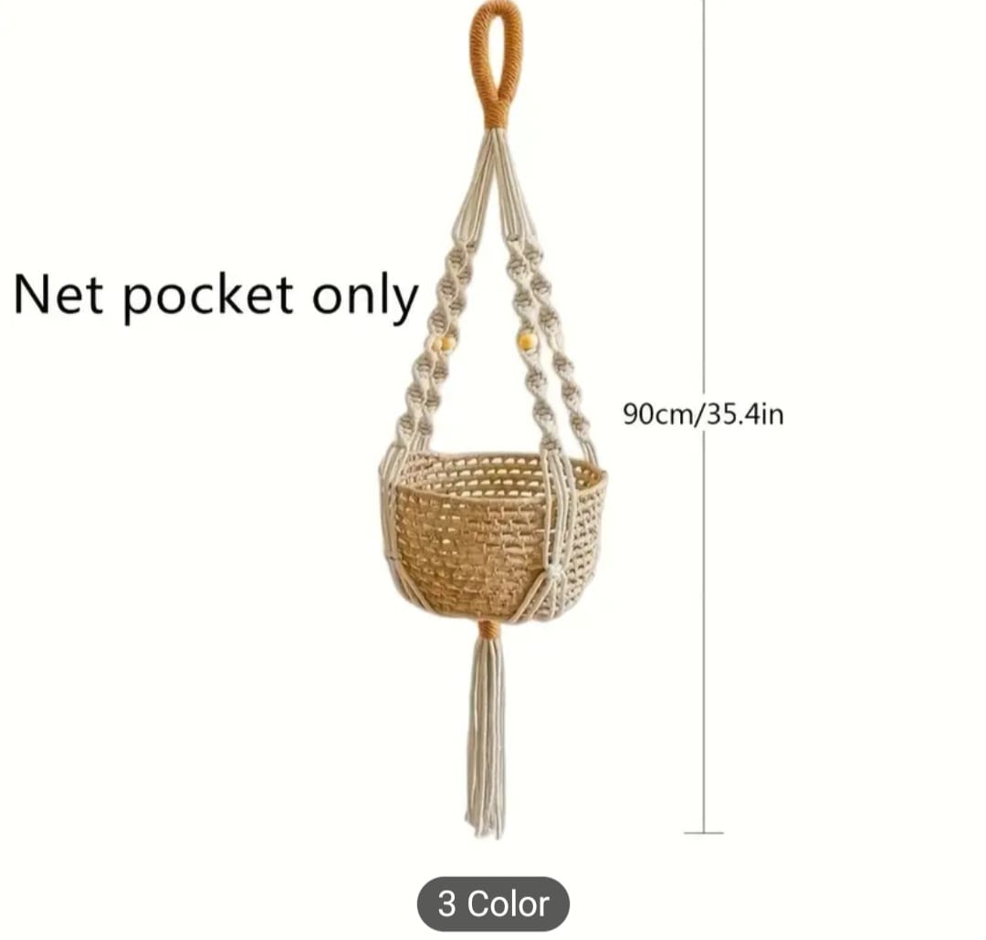 1pc Bohemian Hand-Woven Hanging Flower Pot Holder (Without Pot)