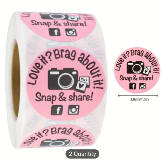 300pc Pink “Thank You for Sharing a Photo” Stickers – Pretty &Personal
