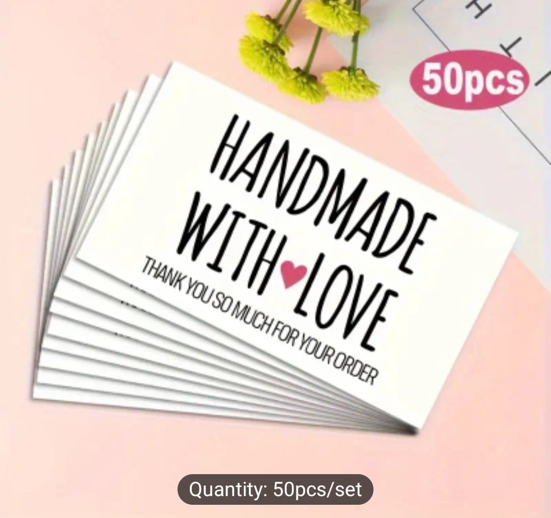 50 PC “Handmade with Love” Cards – Add a Personal Touch