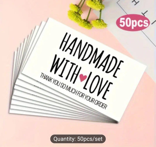 50 PC โHandmade with Loveโ Cards โ Add a Personal Touch