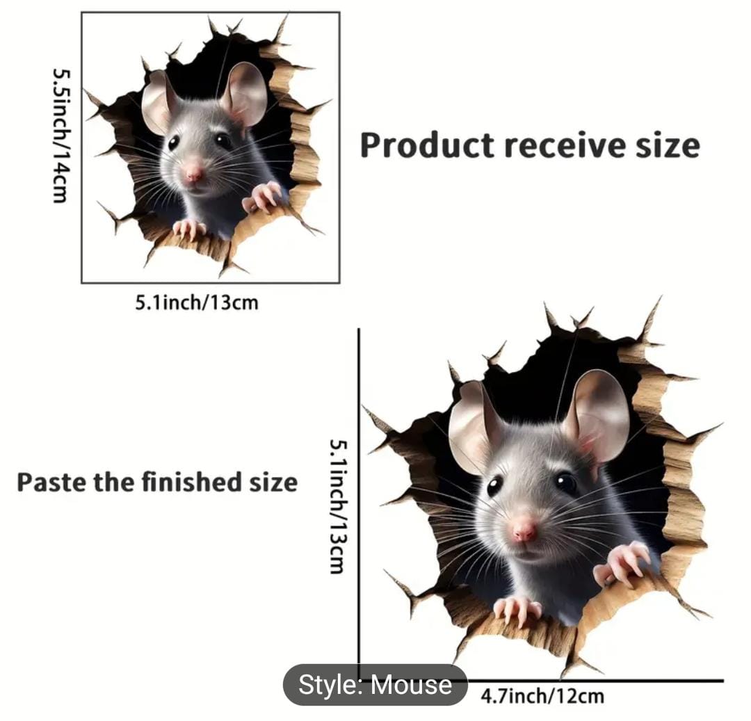 Mouse Looking Out Hole Sticker – 13cm x 12cm