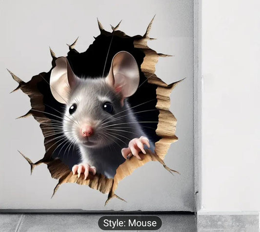 Mouse Looking Out Hole Sticker – 13cm x 12cm