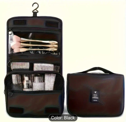 Black Capacity Hanging Toiletry Bag